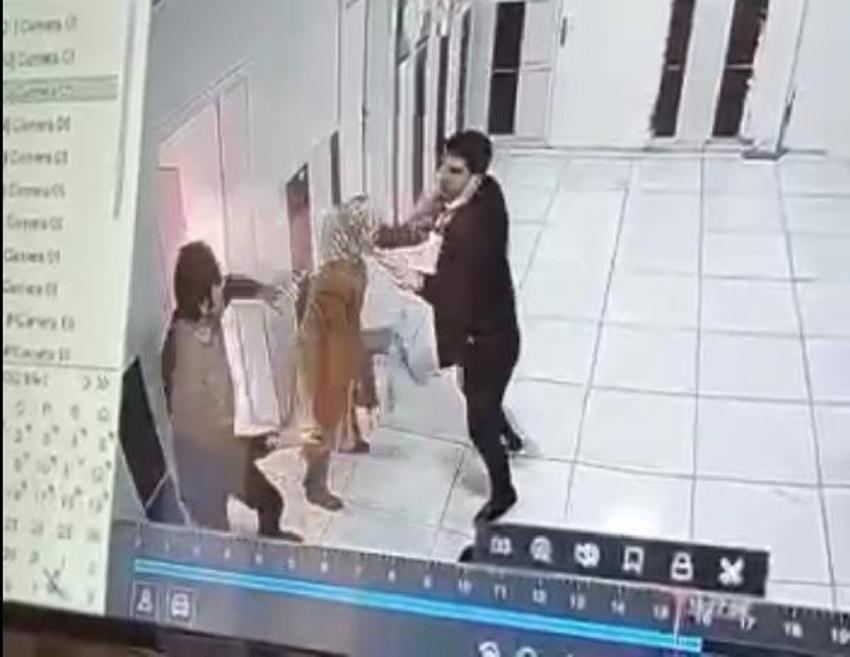 Veli ile öğretmenin okuldaki kavgası kamerada