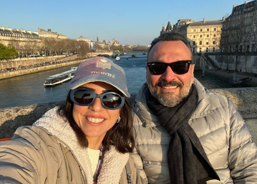 Ali Sunal ile eşi Nazlı Kurbanzade evlilik yıldönümlerini Paris'te kutladılar!