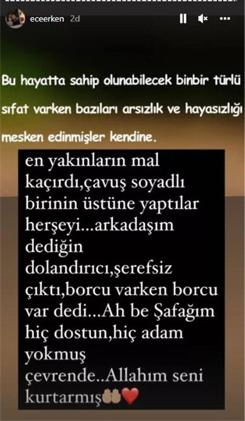 Ece Erken ateş püskürdü: Ah be Şafak'ım hiç dostun yokmuş!