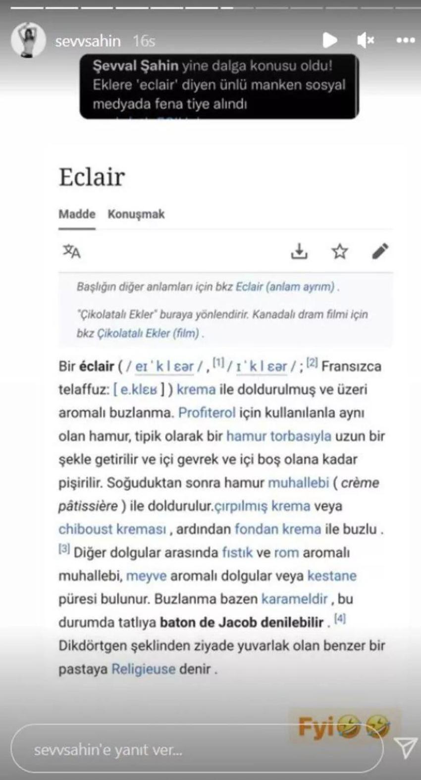 Şevval Şahin'den gündem olan 'eclair' paylaşımı eleştirilerine yanıt: Abartmayın!