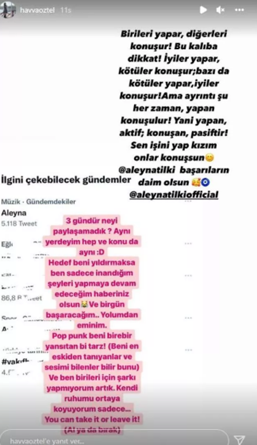 Havva Öztel'den kızı Aleyna'ya destek! 'Birileri yapar diğerleri konuşur'