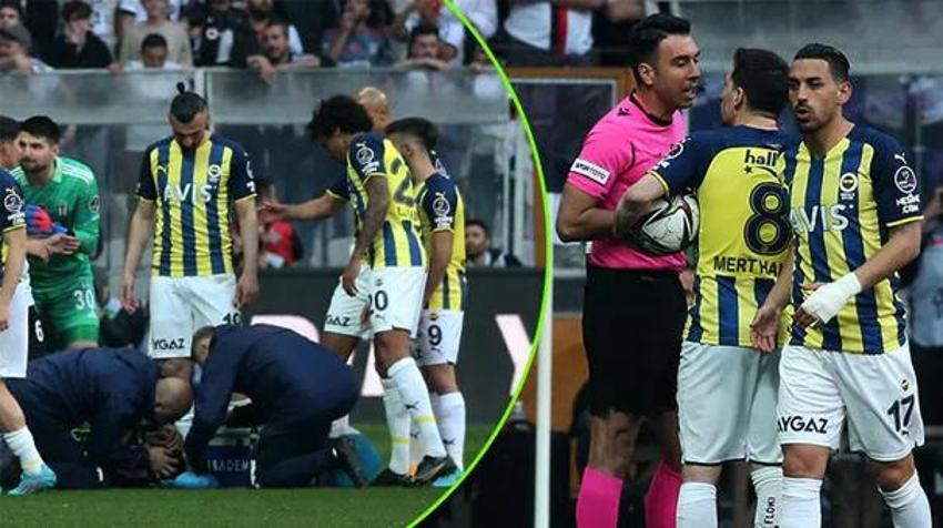 Beşiktaş-Fenerbahçe derbisinde olay! Saha karıştı, İrfan Can Kahveci sakatlık geçirdi, tribünler...