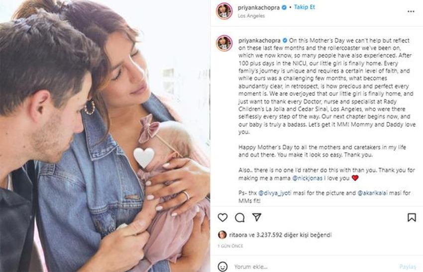 Nick Jonas-Priyanka Chopra çifti bebeklerinin fotoğrafını ilk kez paylaştı!