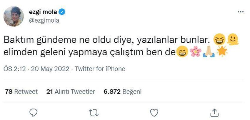 Ezgi Mola Twitter'da gündem oldu! Kendisi de kayıtsız kalamadı... 'Ödüm koptu'