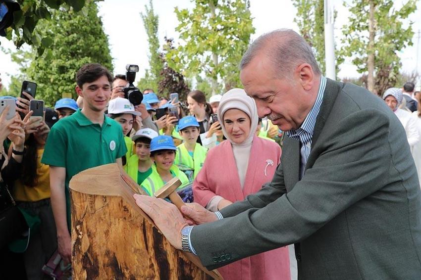 Cumhurbaşkanı Erdoğan, Atatürk Havalimanı Millet Bahçesi'ne ilk fidanı dikti