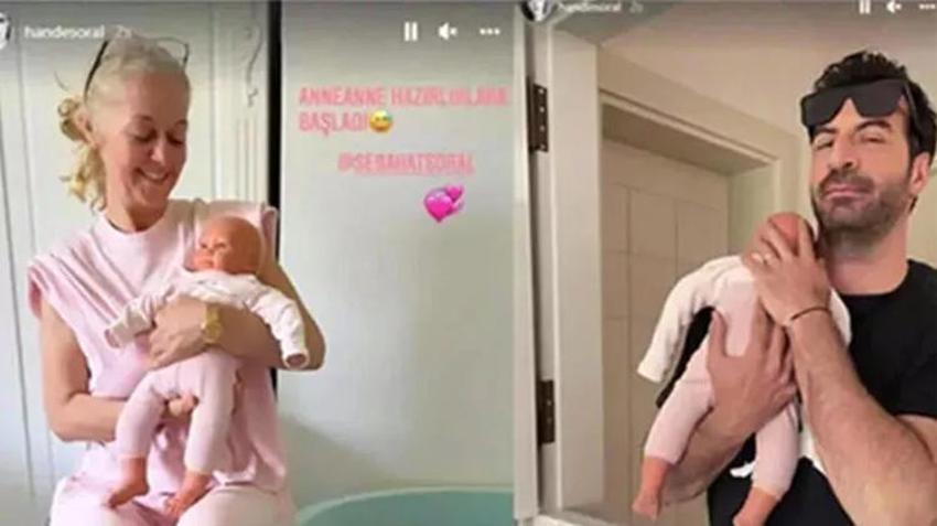Oyuncu Hande Soral oğlu Ali'yi kucağına aldı!