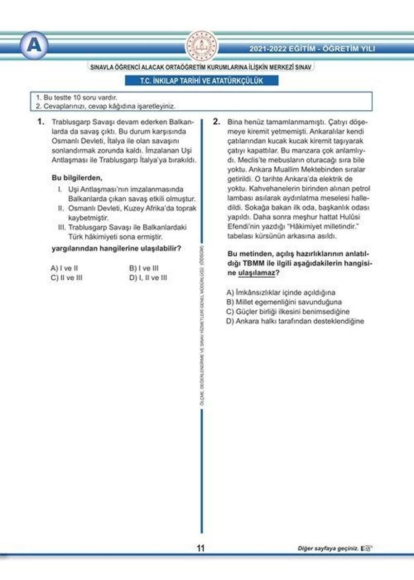 Son dakika.. LGS soru kitapçıkları ve cevap anahtarları yayımlandı