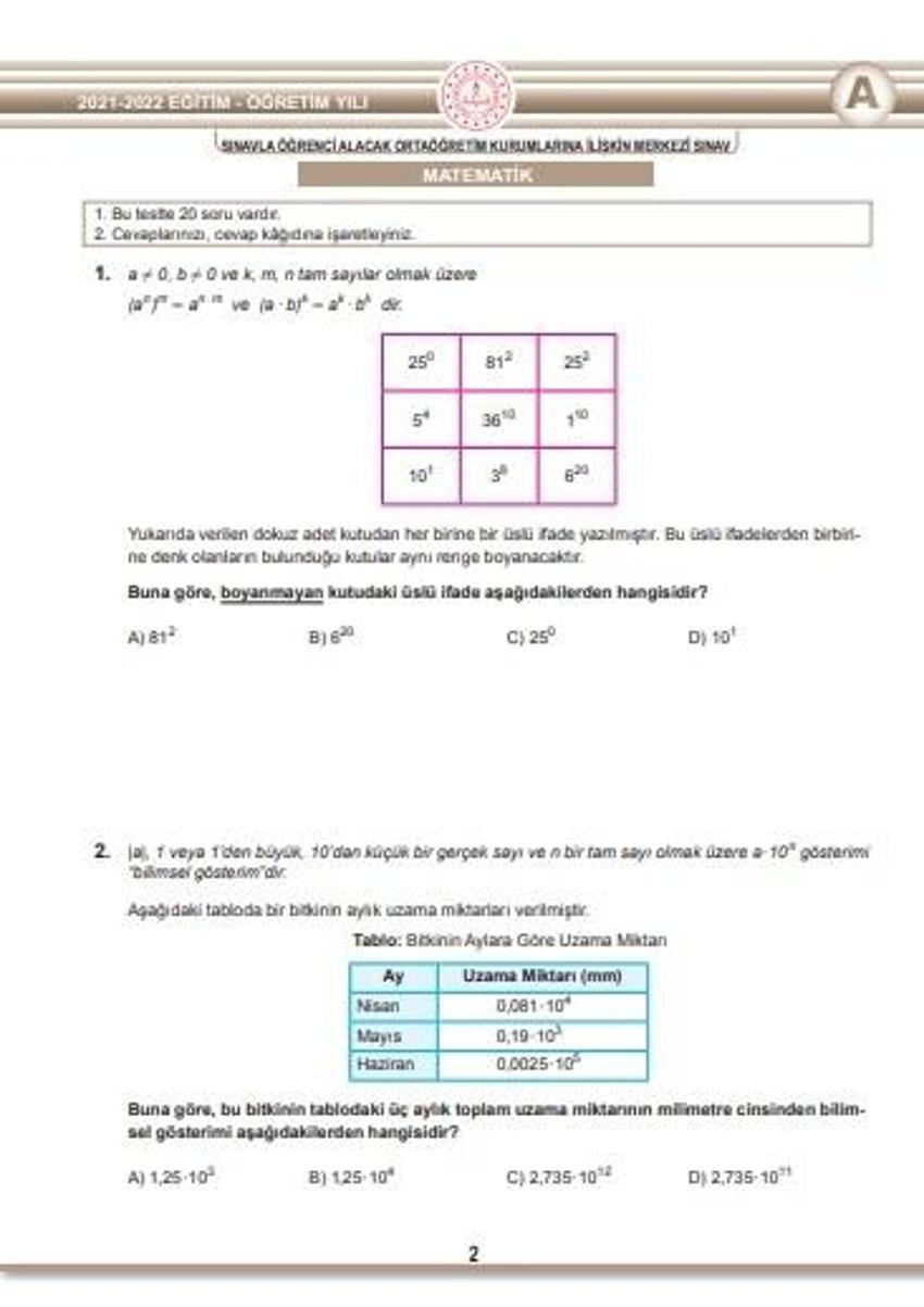 Son dakika.. LGS soru kitapçıkları ve cevap anahtarları yayımlandı