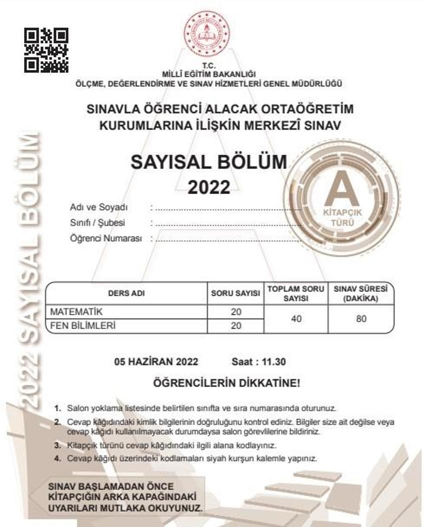 Son dakika.. LGS soru kitapçıkları ve cevap anahtarları yayımlandı