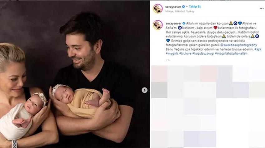 Seray Sever ikizleri Alya ve Sofia'yı ilk kez paylaştı!