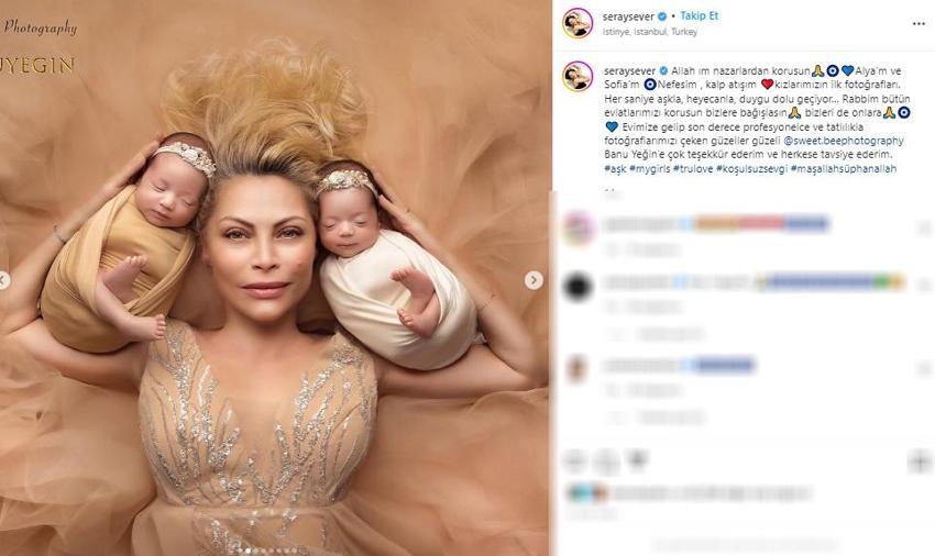 Seray Sever ikizleri Alya ve Sofia'yı ilk kez paylaştı!