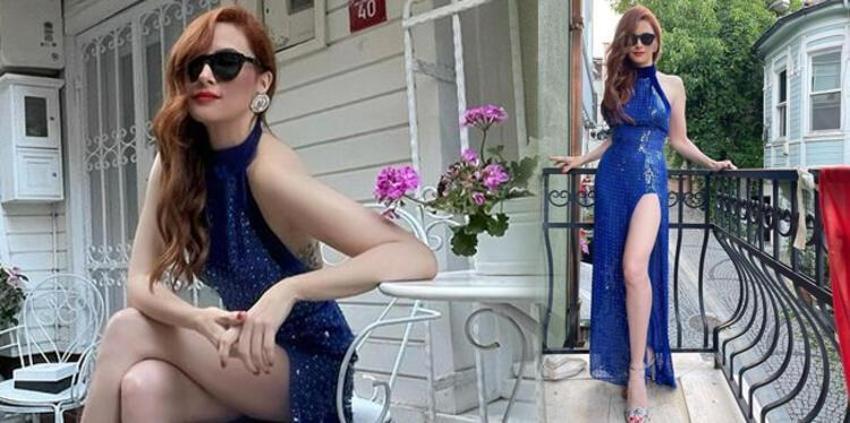 Mine Tugay'dan derin yırtmaçlı poz!