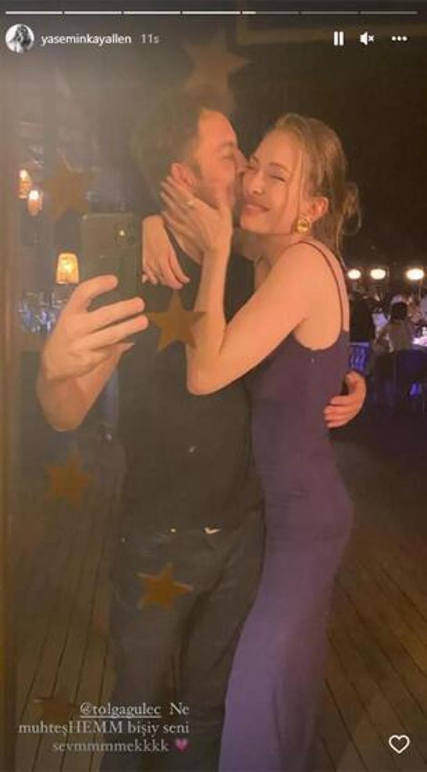Yasemin Allen ve Tolga Güleç birbirlerini öpücüklere boğdu!