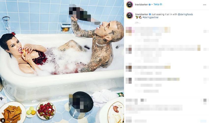 Travis Barker ve Kourtney Kardashian küvet pozuyla gündemde!