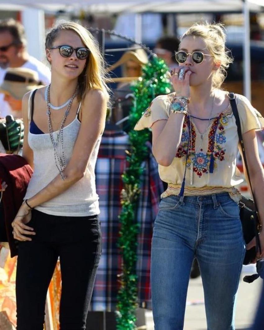 'Johnny Depp'i aldatmadım' demişti! Amber Heard'ün Cara Delevingne'yle öpüştüğü anların görüntüsü sızdı