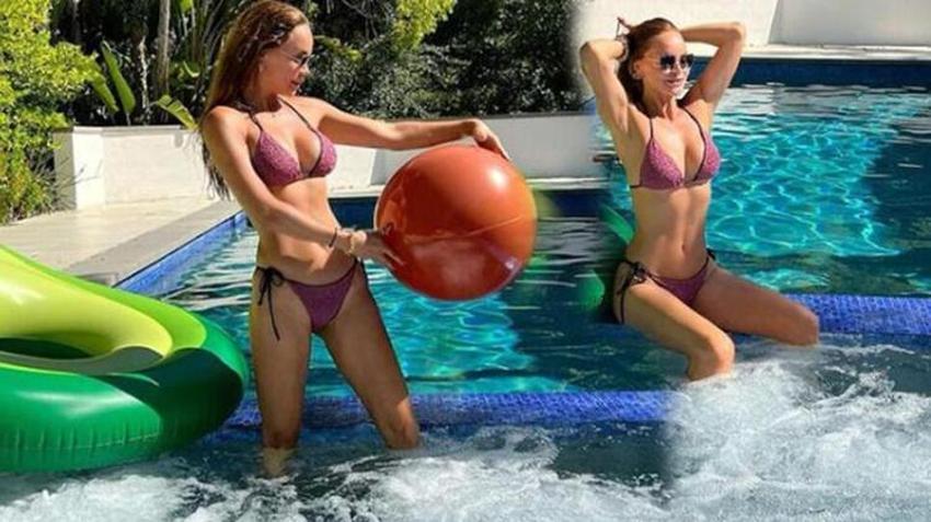 Ebru Şallı'dan havuzda pilates!