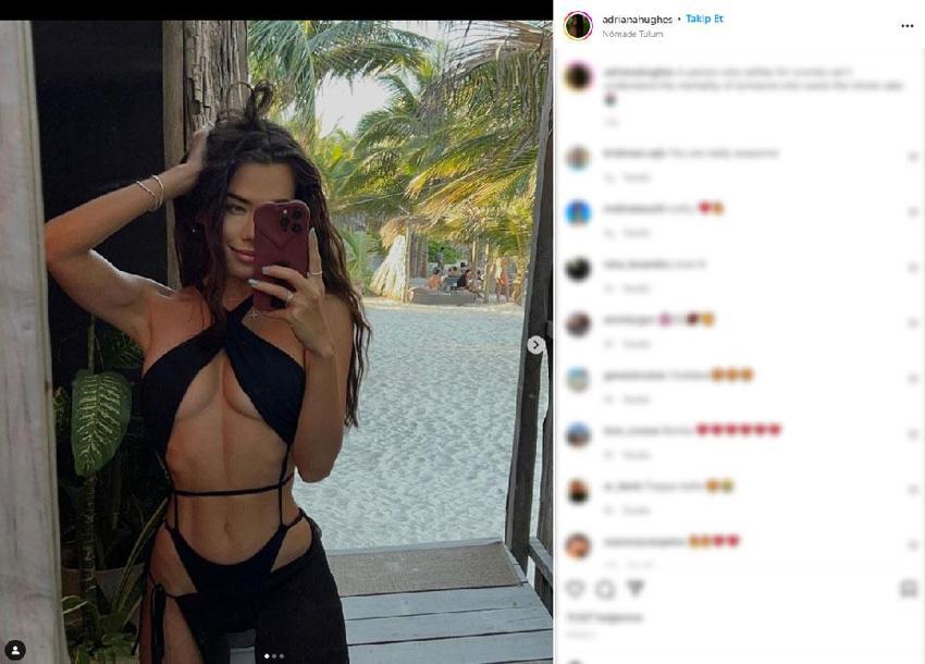 Fenomen Adriana Hughes’in pozları sosyal medyayı salladı! Kasık dekoltesiyle...