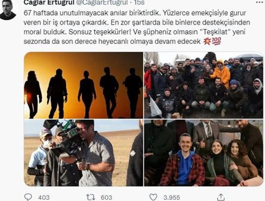 Çağlar Ertuğrul’dan Teşkilat’a duygusal veda!