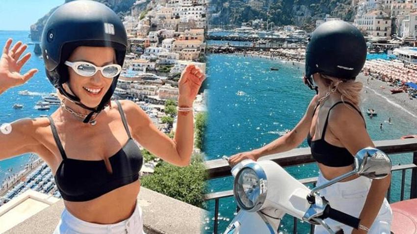 Burcu Esmersoy, İtalya'yı motorla turluyor!