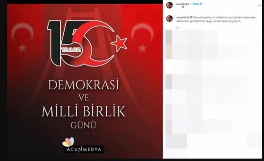 Ünlüler'in 15 Temmuz paylaşımları! "Toprak, uğrunda ölen varsa vatandır"