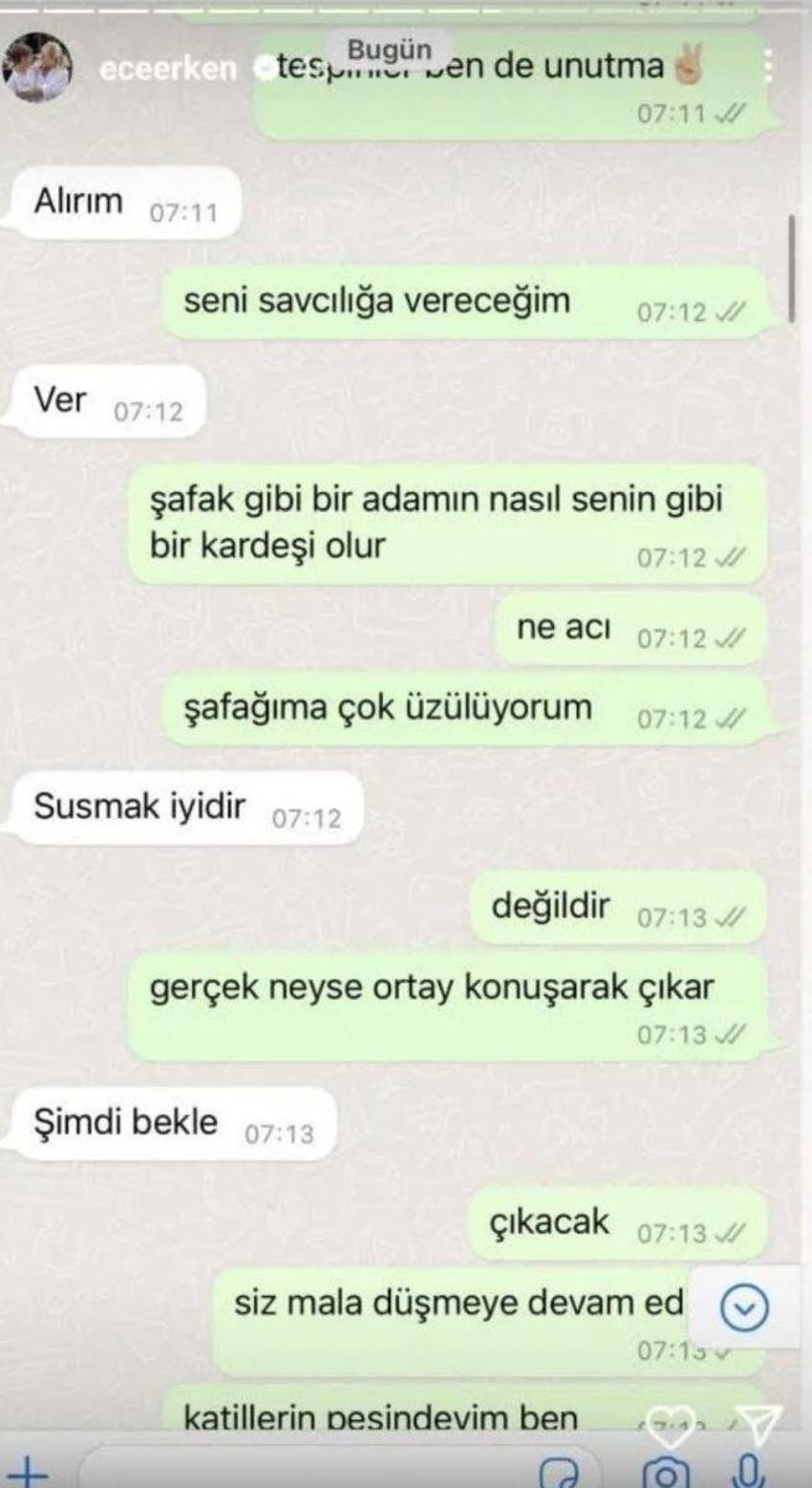 Ece Erken, Şafak Mahmutyazıcıoğlu'nun abisi tarafından tehdit ediliyor! Mesajları ifşa etti...