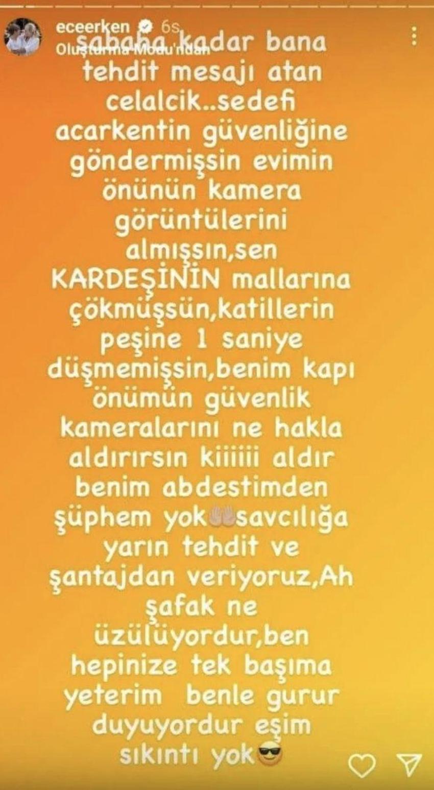Ece Erken, Şafak Mahmutyazıcıoğlu'nun abisi tarafından tehdit ediliyor! Mesajları ifşa etti...