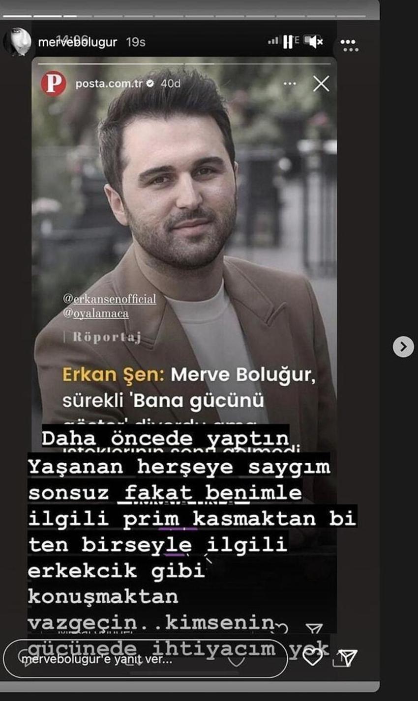 Merve Boluğur eski sevgilisi Erkan Şen'e sert çıktı: Erkekcik gibi konuşmaktan vazgeçin!