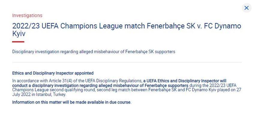 Fenerbahçe'ye UEFA'dan kötü haber! 'Putin' tezahüratına soruşturma...