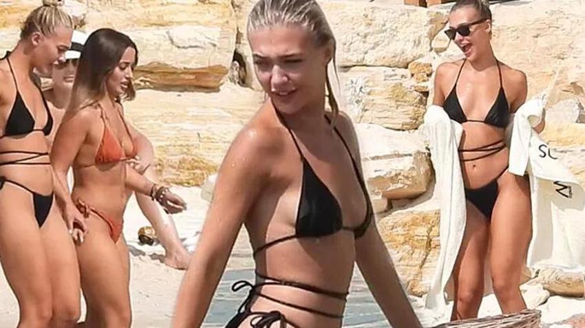 Oyuncu Melisa Döngel sahilde havluyla dans etti!