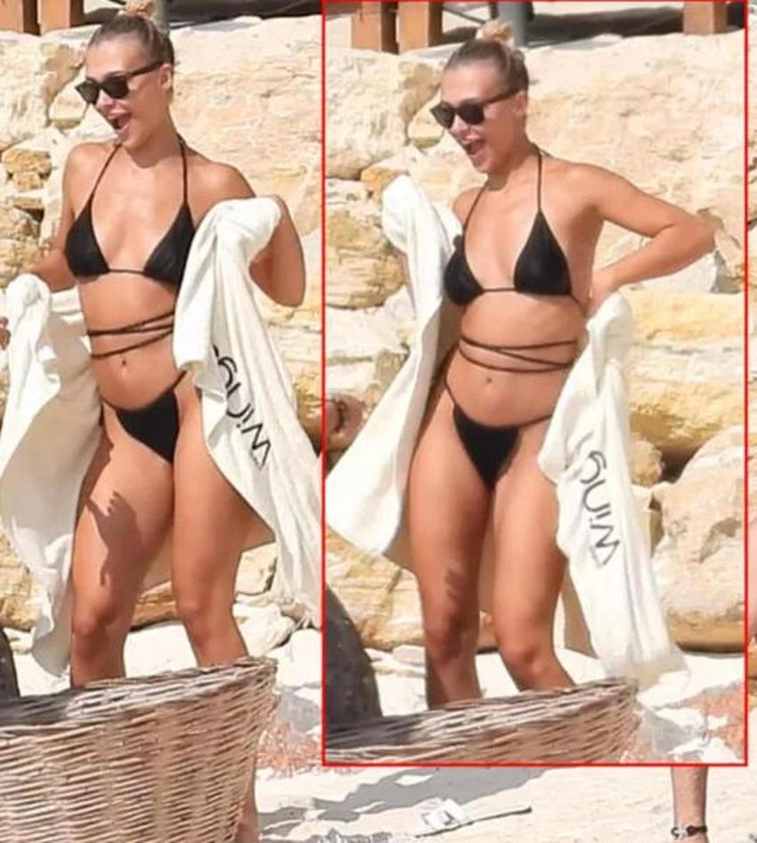 Oyuncu Melisa Döngel sahilde havluyla dans etti!