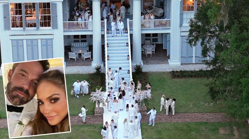 Jennifer Lopez ile Ben Affleck düğünü başladı! Masalsı düğünden ilk kareler ortaya çıktı...
