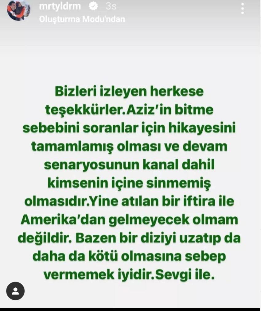 Aziz dizisi hayranlarına kötü haber! Sosyal medyadan duyuruldu...