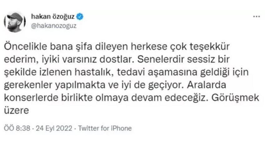 Lenfoma tedavisi gören Hakan Özoğuz'dan yeni haber!