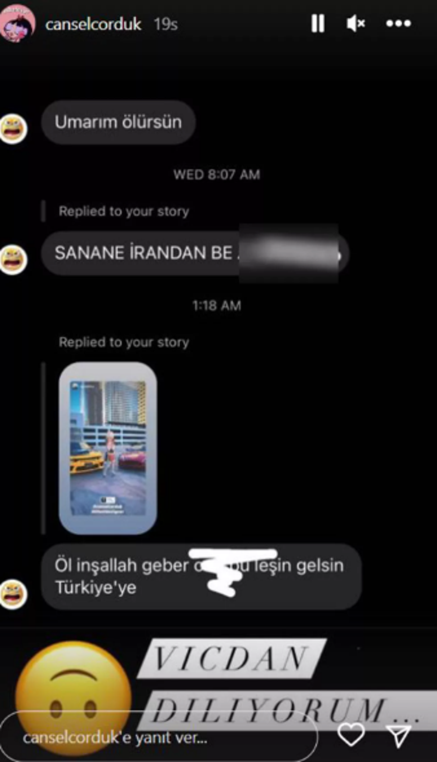 Cansel Çördük kendisine gelen çirkin mesajları ifşa etti!