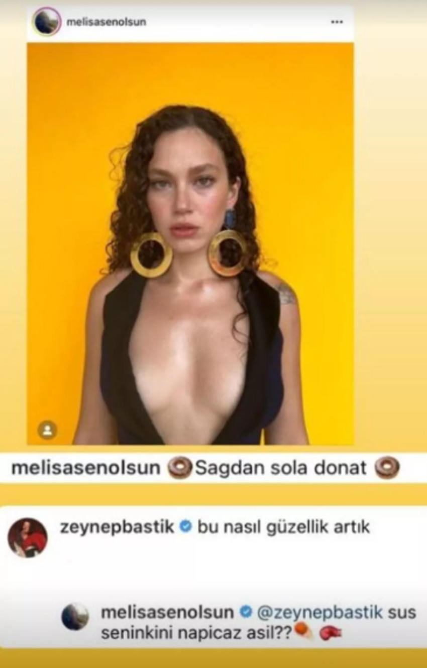 Melisa Şenolsun derin göğüs dekoltesiyle poz verdi! Zeynep Bastık'tan yorum gecikmedi