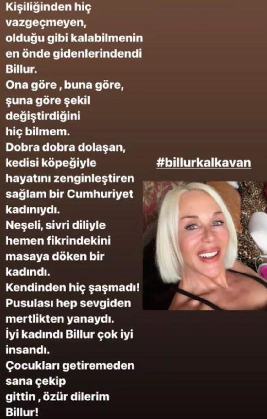 Billur Kalkavan hayatını kaybetti!