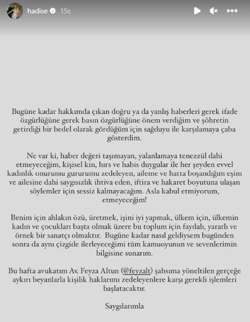 Hadise suskunluğunu bozdu! 'Asla kabul etmiyorum, etmeyeceğim'