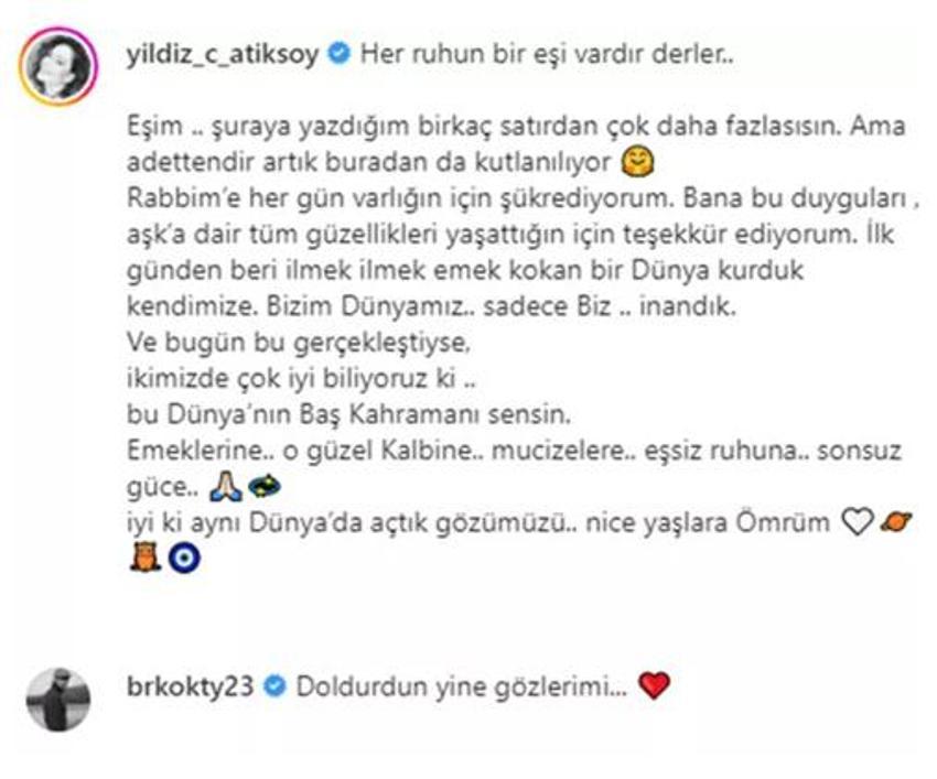 Yıldız Çağrı Atiksoy'dan Berk Oktay'a aşk dolu kutlama: Bu dünyanın baş kahramanı sensin