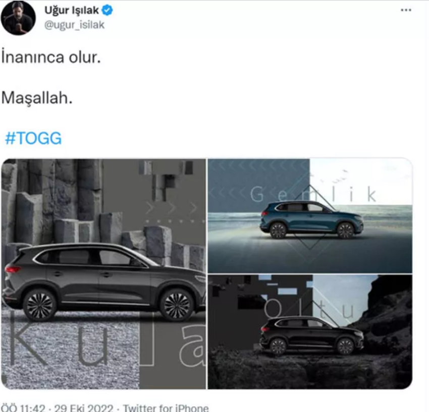 Ünlü isimlerden Togg paylaşımları!