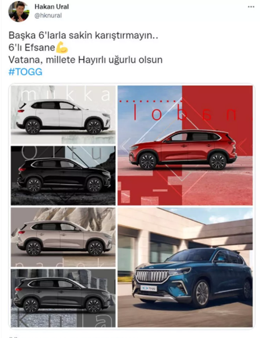Ünlü isimlerden Togg paylaşımları!