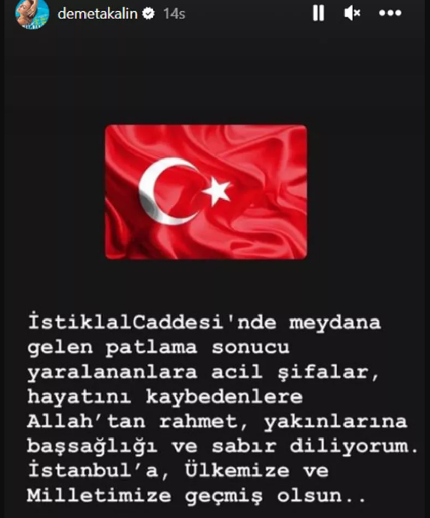 Taksim'de hayatını kaybedenler için ünlüler başsağlığı mesajı yayınladı