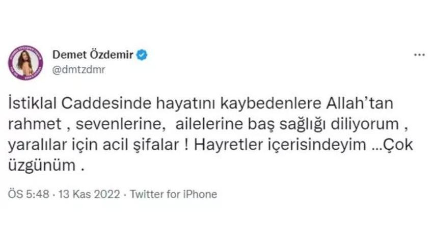 Taksim'de hayatını kaybedenler için ünlüler başsağlığı mesajı yayınladı