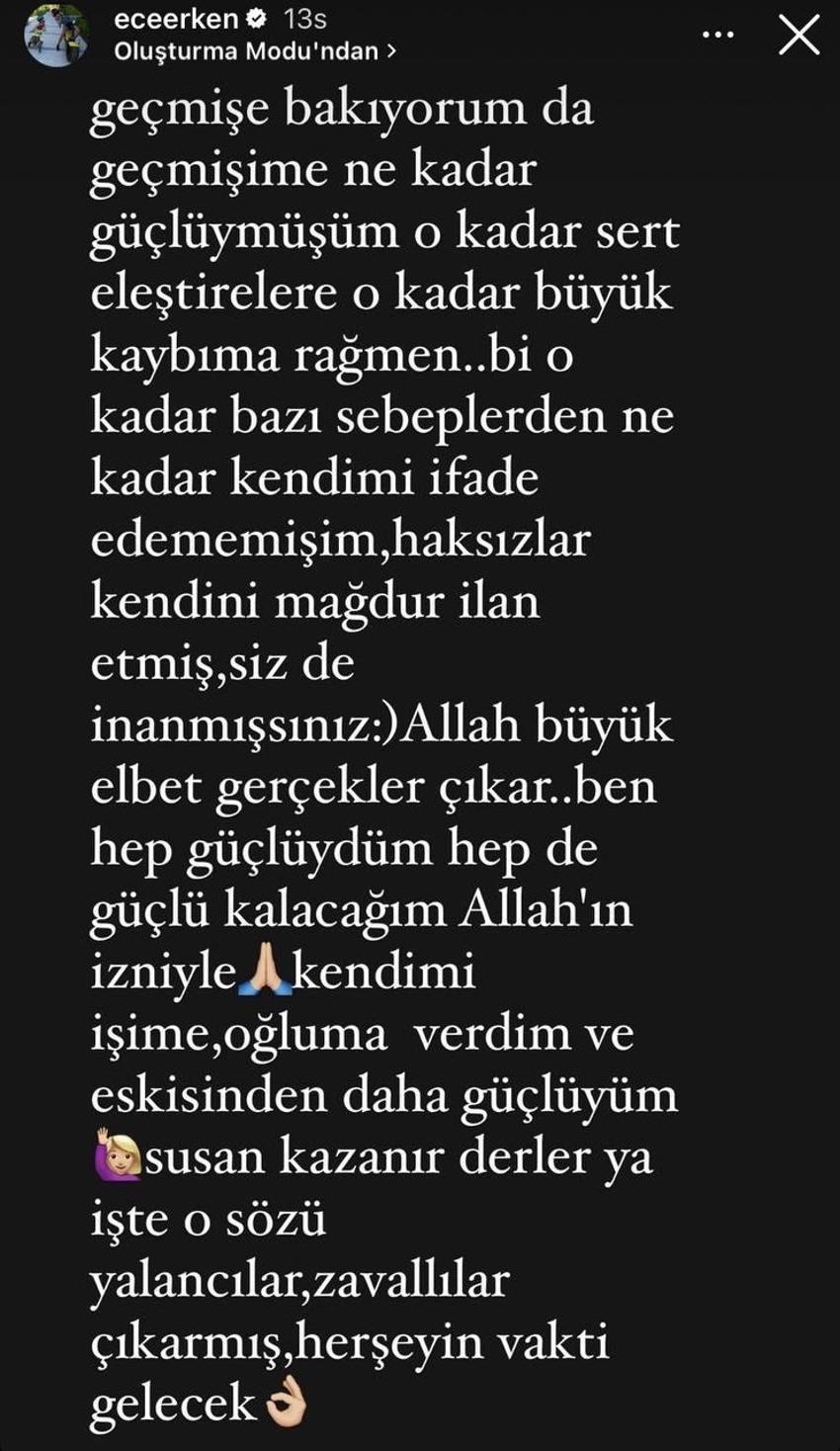 Ece Erken'den dikkat çeken paylaşım! 'Her şeyin vakti gelecek'