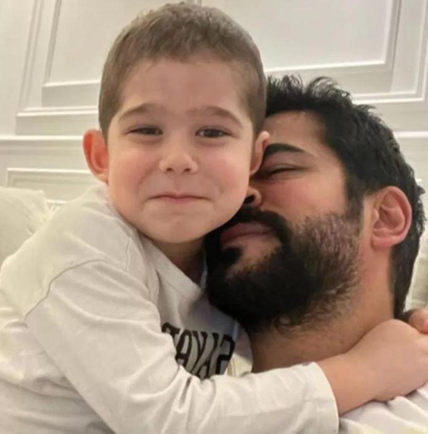 Burak Özçivit'ten oğlu Karan'la pozlar! Fahriye Evcen kayıtsız kalmadı