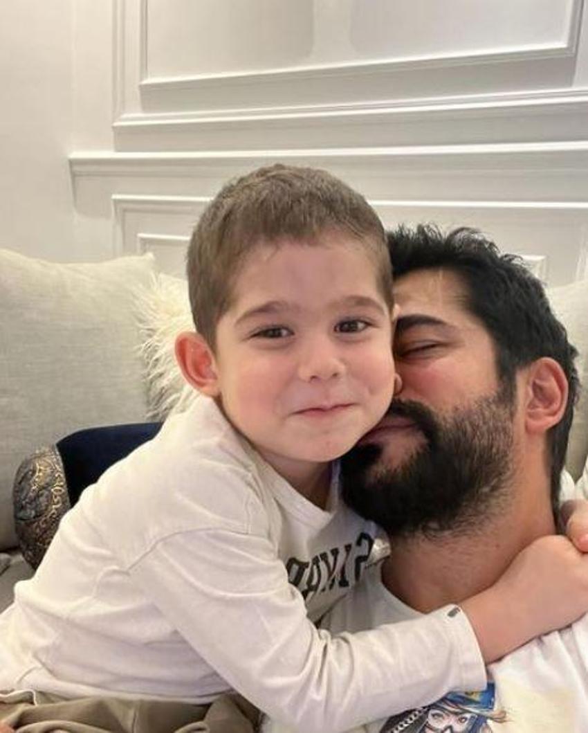 Burak Özçivit'ten oğlu Karan'la pozlar! Fahriye Evcen kayıtsız kalmadı