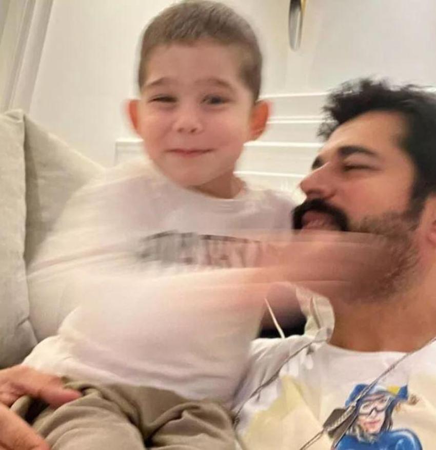 Burak Özçivit'ten oğlu Karan'la pozlar! Fahriye Evcen kayıtsız kalmadı