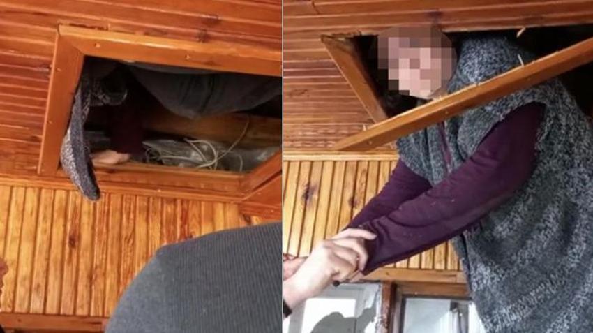 Firari kadın tavan arasında yakalandı! Kendine gizli bölme yapmış