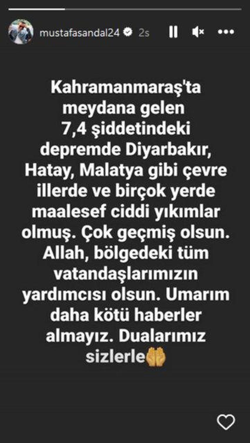 Deprem sonrası ünlülerden geçmiş olsun mesajları