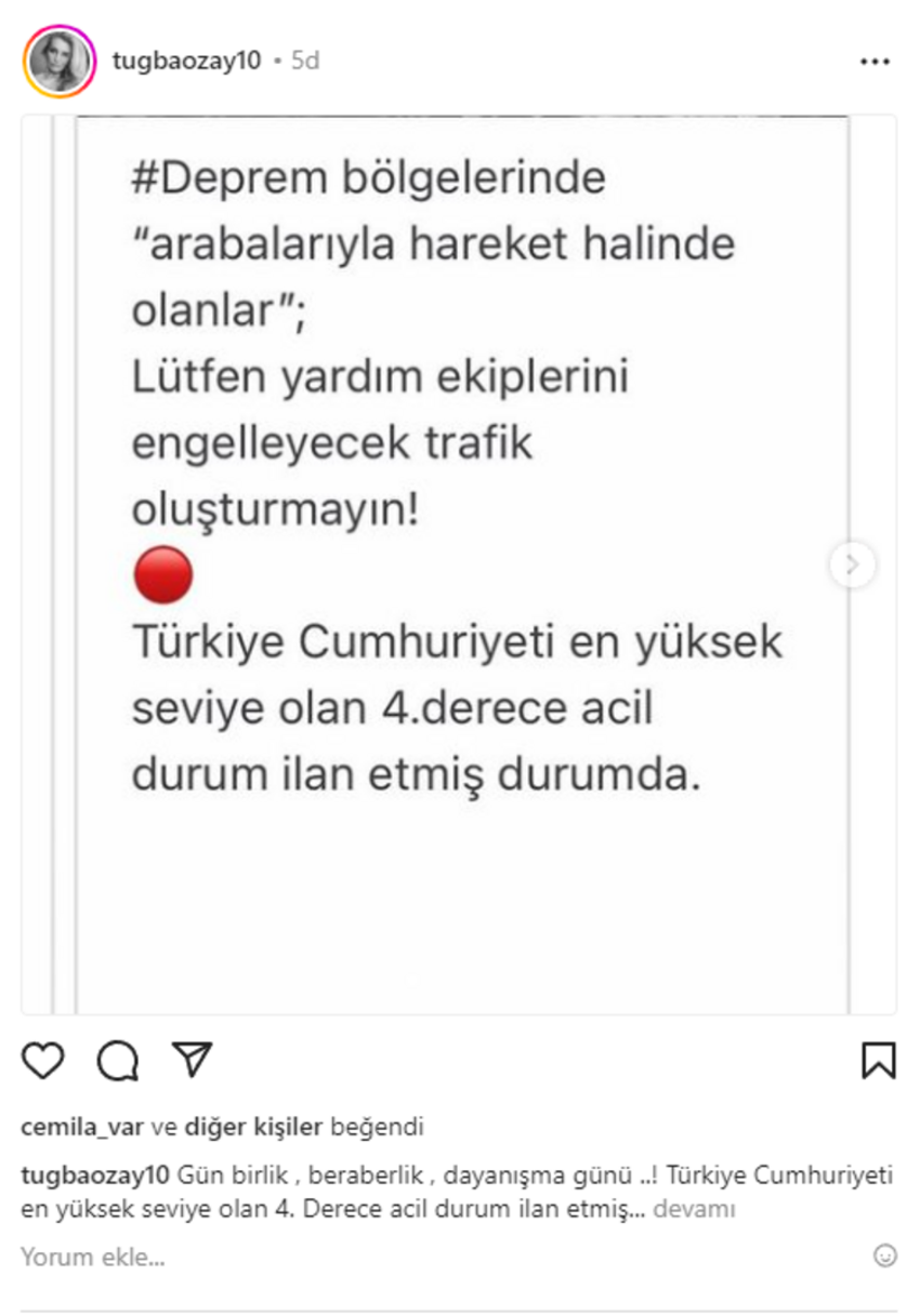 Deprem sonrası ünlülerden geçmiş olsun mesajları