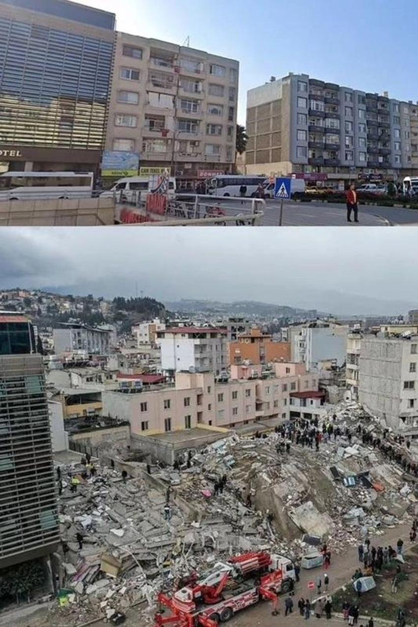 Öncesi ve sonrası: Deprem felaketinin boyutu ilk kez böyle görüntülendi!